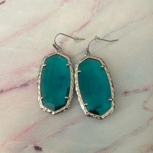 Kendra Scott earrings - teal glass on silver